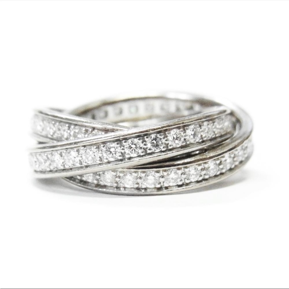 Cartier Diamond 1.67 Ctw 18k White Gold Trinity Rolling Ring